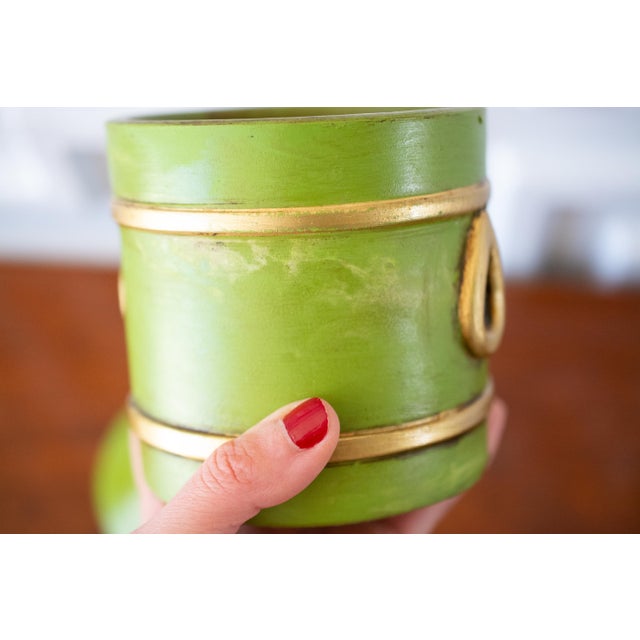 1960s Italian Green and Gold Stoneware Jar For Sale - Image 6 of 8