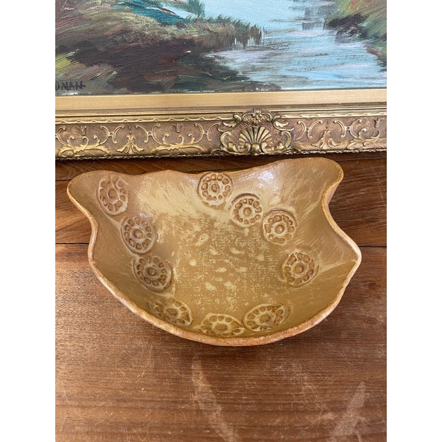 Rustic Handmade Studio Pottery Bowl With Organic Curved Form and Textured Impressions. For Sale - Image 3 of 9