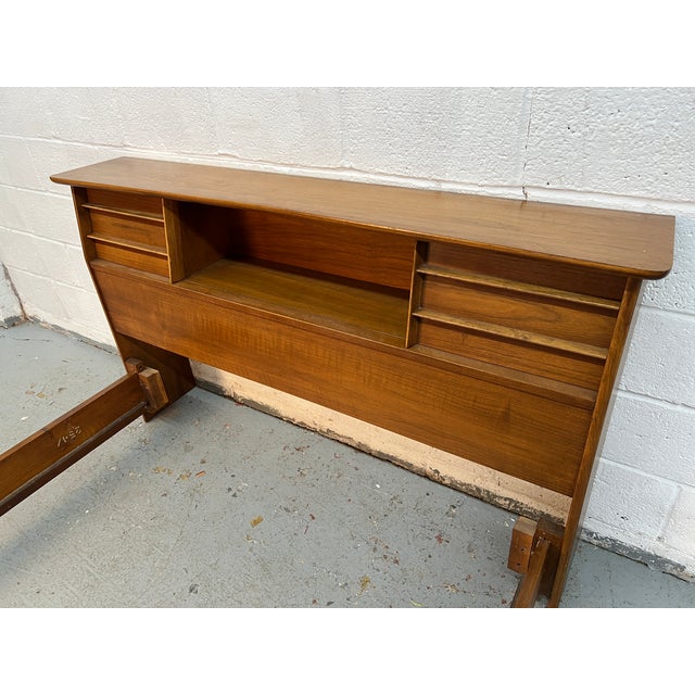 Mid-Century Modern Walnut Queen Bed Frame For Sale - Image 11 of 14