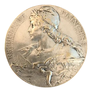 1930s Signed French Silver Medal Award: Republique Francaise Senateur (Senator)
