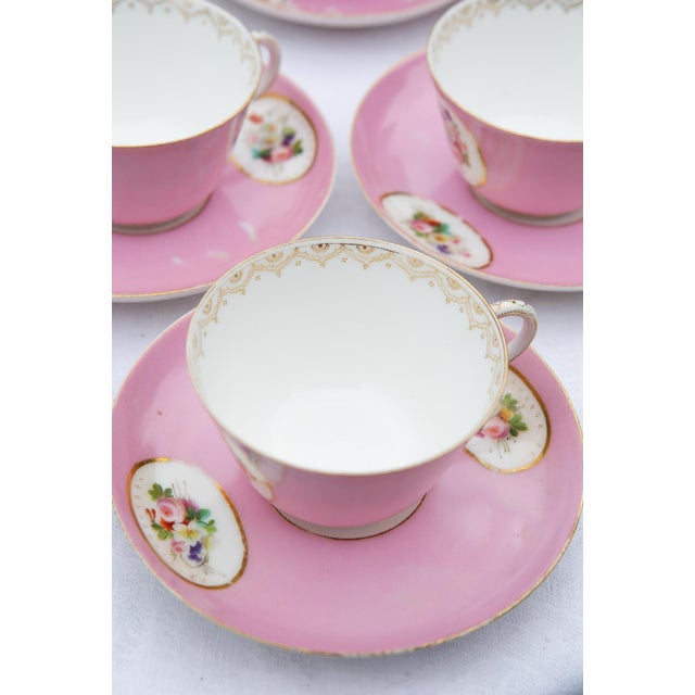 Pink Porcelain Tea Service for 11 with Medallion from Vieux, Paris, 1900s, Set of 25 For Sale - Image 10 of 14