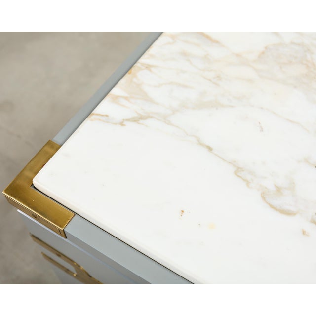 Wood Tommi Parzinger Lacquer Marble Top Sideboard Credenza 10 Ft For Sale - Image 7 of 18