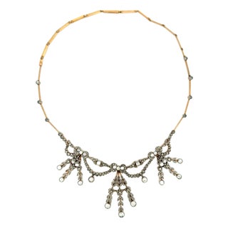 1900-1909 Filippo Chiappe Belle Époque 18k Gold, Platinum & Diamond Necklace For Sale