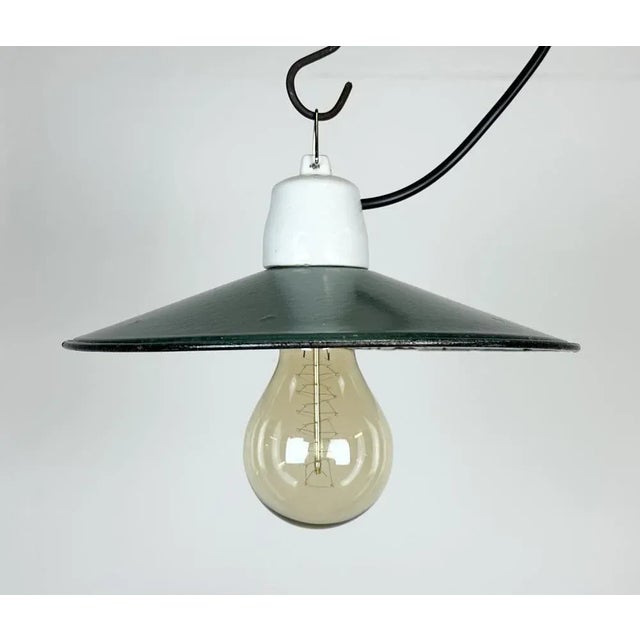 1970s Industrial Green Enamel Pendant Light, 1970s For Sale - Image 5 of 12