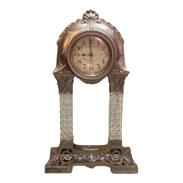 Antique Art Nouveau Portico Shelf Clock With Glass Columns Mauthe Germany For Sale