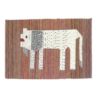 Late 20th Century Lion Persian Kilim Wall Hanging - 4'9" x 7'7" For Sale