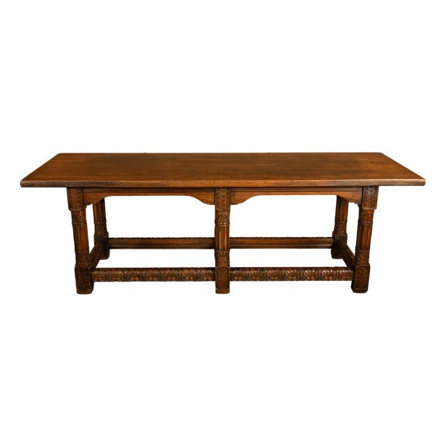Arge Antique Renaissance Carved Walnut Refectory Dining Table by Kittinger 1915 For Sale