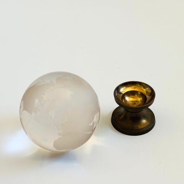 Vintage Glass Globe on Brass Stand For Sale - Image 9 of 9