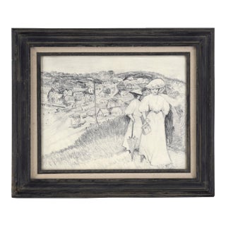 "Yesterday's Ladies" Figurative Drawing by Virginia J Hughins For Sale