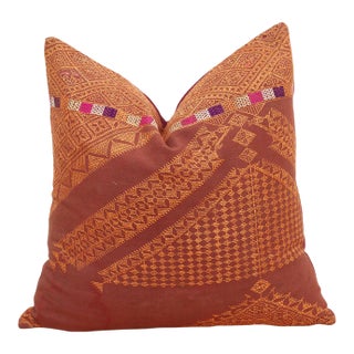 Ludhiana Chevron, Antique Phulkari Embroidered Pillow Cover For Sale
