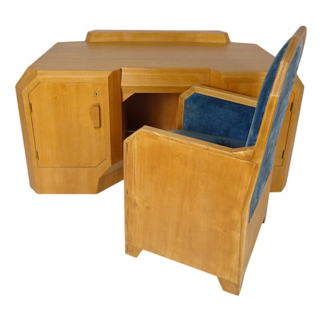 Anthroposophical Desk with Armrest Chair attributed to Felix Kayser, Set of 2 For Sale