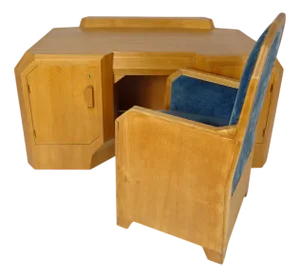 Anthroposophical Desk with Armrest Chair attributed to Felix Kayser, Set of 2