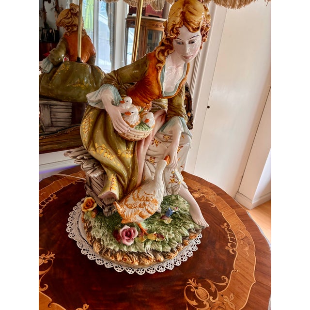 Mid 20th Century Large Figural Italian Ceramic Lamp Signed D Polo Uiato For Sale - Image 5 of 9