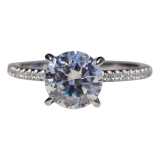 The Upala: Ladies 14K Gold Engagement Ring set with 2CT Moissanite and Side Diamonds For Sale