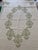Vintage scalloped style, green palette hand embroidery cross stitched, 100% linen, floral design tablecloth.