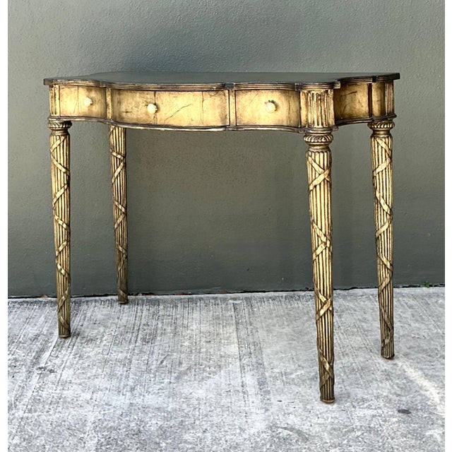 Vintage Mainland Smith Gold Finish Wood Console Table For Sale In West Palm - Image 6 of 12