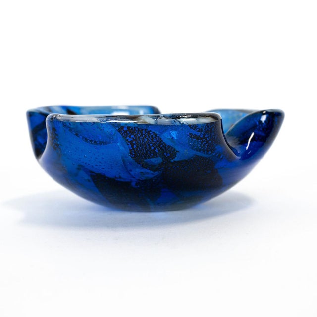 1960s 1960s Italian Murano Style Art Glass Blue Bowl / Ashtray For Sale - Image 5 of 9