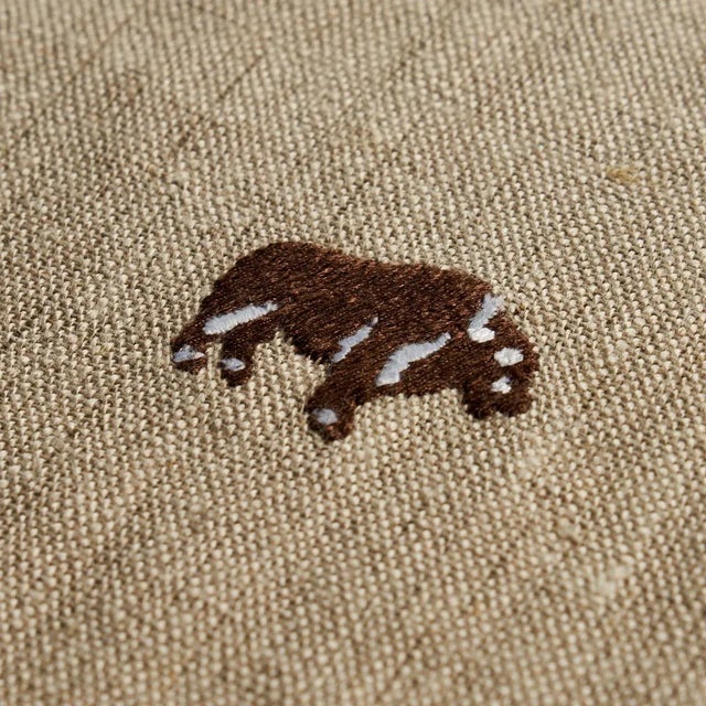 Children's Sample - Schumacher x Marie-Chantal Buffalo Embroidered Linen Fabric in Natural For Sale - Image 3 of 4