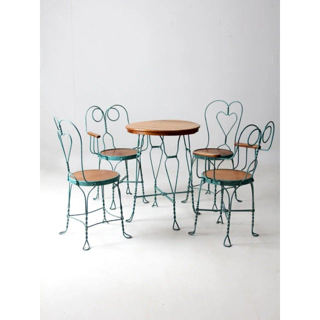 Vintage Ice Cream Parlor Table Set With 4 Chairs Chairish