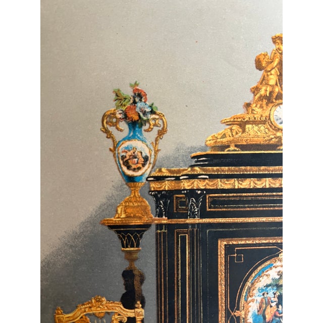 Paper Antique Victorian Chromolithograph "A Music Chair & a Cabinet" by A. Joubert and A. Sedley, London, C. 1865 For Sale - Image 7 of 9