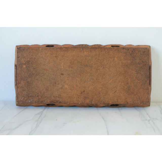 Vintage Hand Carved Mexican Wood and Ceramic Tile Tray For Sale - Image 9 of 9