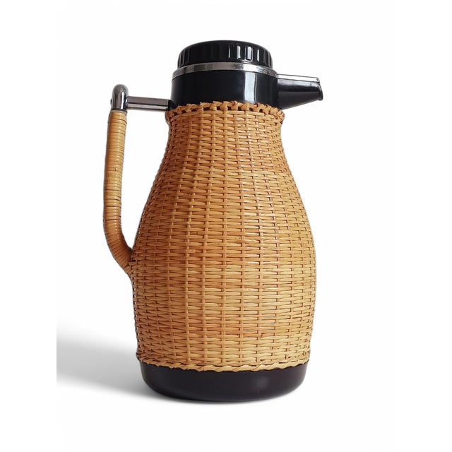 Mid-Century Wicker Lined Thermos Pitcher, Sweden, 1960s For Sale - Image 11 of 11
