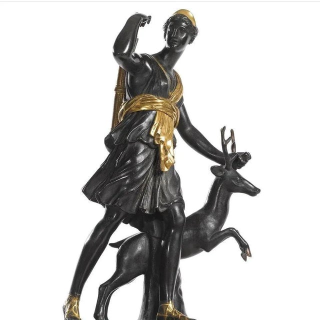 Metal Large 19th Century Neoclassical Figural Bronze and Marble Mantle Clock For Sale - Image 7 of 11