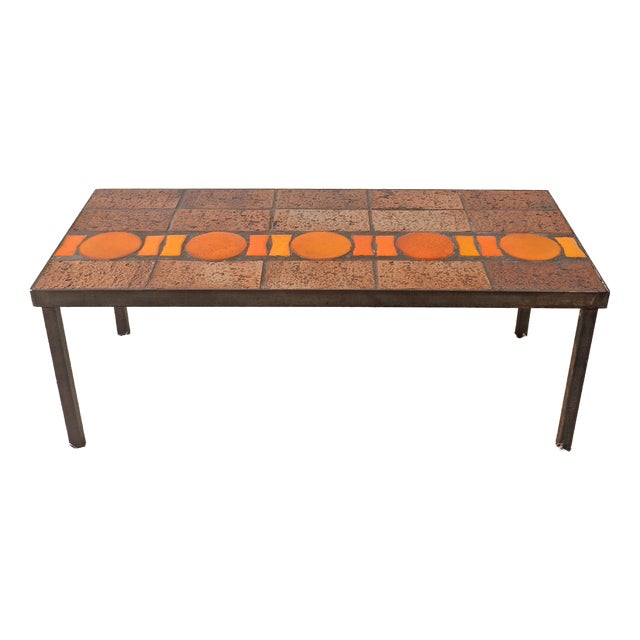Vintage Ceramic Coffee Table attributed to Jean Jaffeux, France, 1970 For Sale