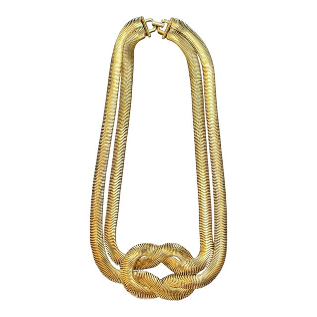 Circa 1960’s Estate Knotted Snake Double Chain Necklace For Sale