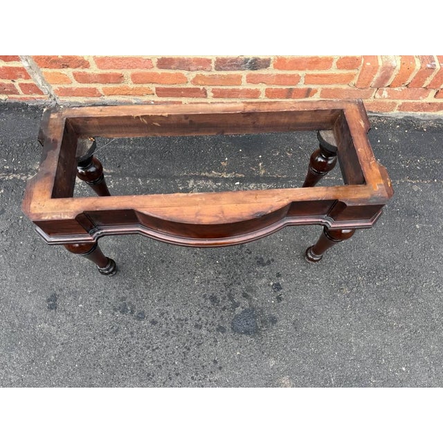 Victorian Antique Victorian Marble Top Flame Mahogany Low Console Table For Sale - Image 3 of 16