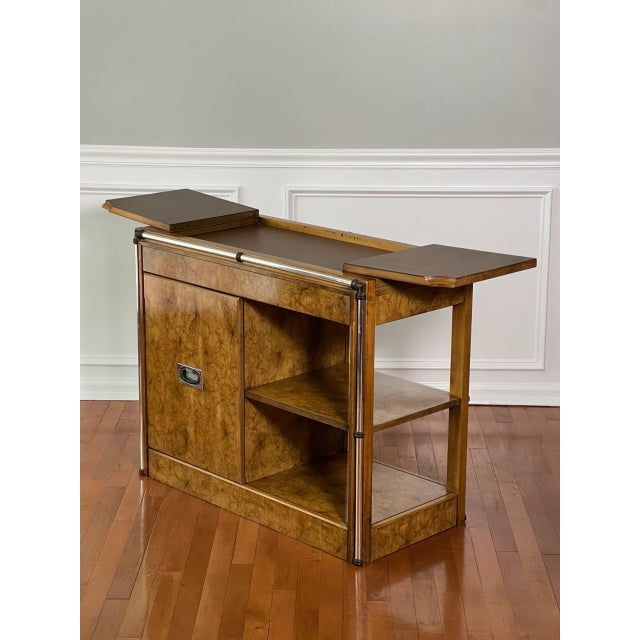 Hollywood Regency Midcentury Hollywood Regency Expandable Burl Wood Server For Sale - Image 3 of 18