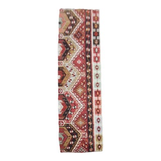 1970s Vintage Handmade Wool Cotton Red Runner Rug For Sale