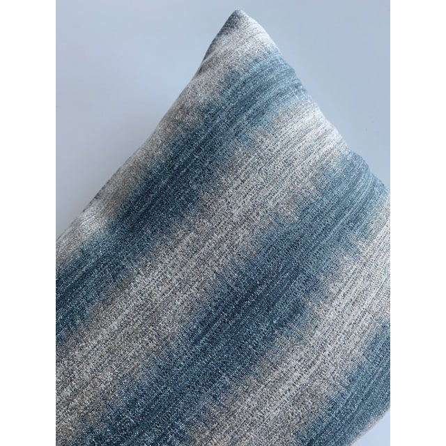 2020s FirmaMenta Italian Blue and Natural Linen Striped Lumbar Pillow For Sale - Image 5 of 6
