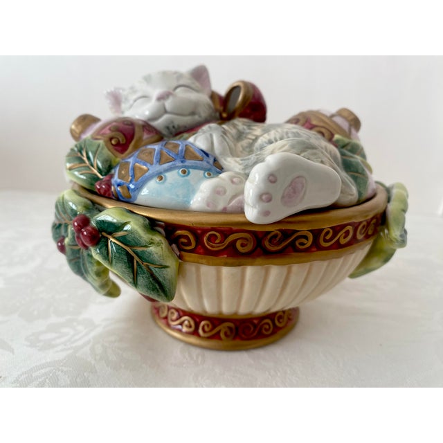 Vintage Fitz and Floyd Figurative Cat Lidded Trinket/Candy Dish For Sale - Image 12 of 13