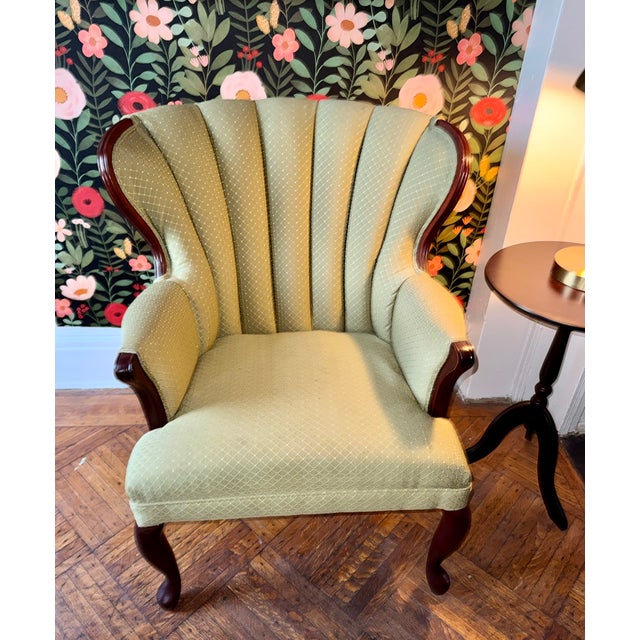 1960s Pair of 2 Mid-20th Century Vintage Hollywood Regency / Art Deco Revival Wingback Accent Chairs in Pristine Condition For Sale - Image 5 of 15