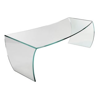 Bent Straight Coffee Table in Clear Crystal Glass by Barberini & Gunnell For Sale