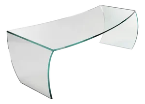 Bent Straight Coffee Table in Clear Crystal Glass by Barberini & Gunnell