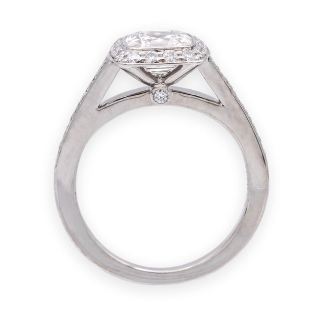 Metal TIffany & Co. Platinum Legacy .98ct Center Cushion Diamond Engagement Ring, Size 3.25 For Sale - Image 7 of 10