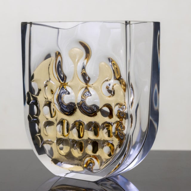 Glass Large Cut-Glass Vase by Ladislav Oliva for Exbor, 1970 For Sale - Image 7 of 8