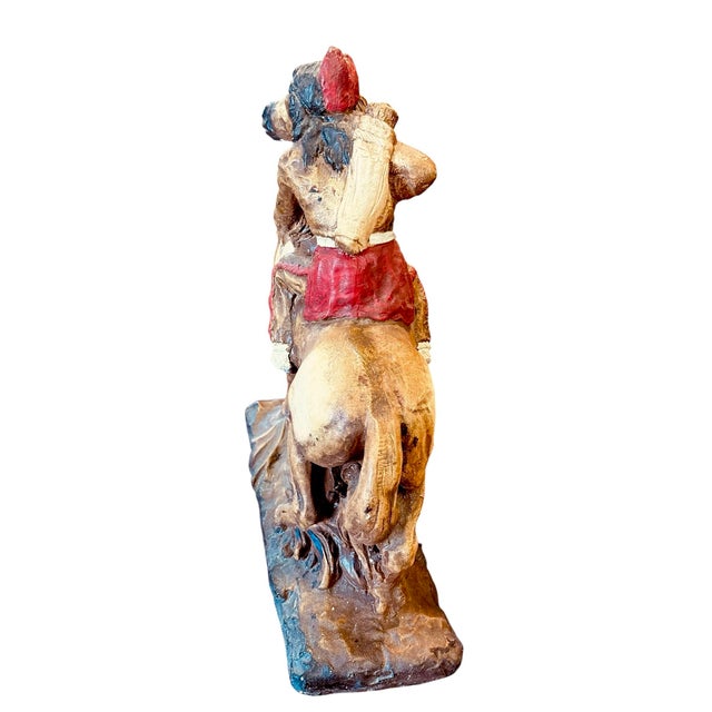 Tan Vintage Native American Warrior on Horseback Figure For Sale - Image 8 of 11
