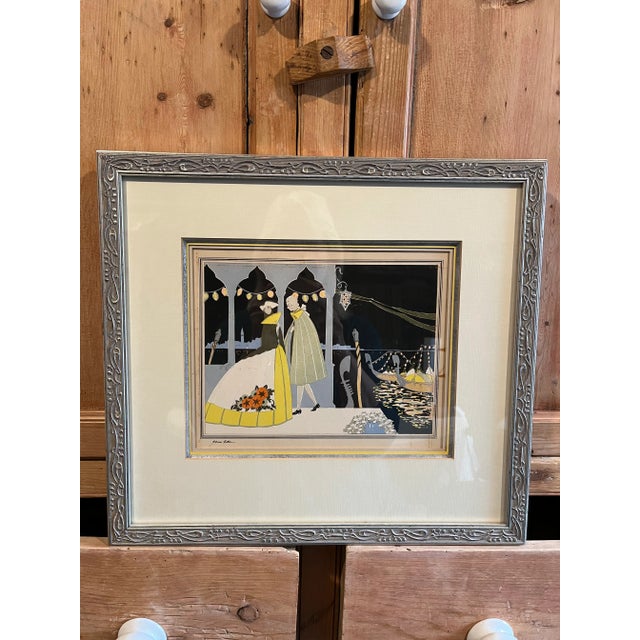 Venetian Carnival, Italy With Gondolas, Framed, Signed & Hand Colored For Sale - Image 12 of 13