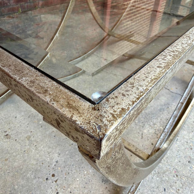 Contemporary Hollywood Regency Silver Leafed Coffee Table - Uttermost Attributed For Sale - Image 10 of 16