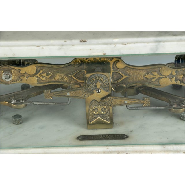 Metal 19th Century Marble and Brass French Balance Scales For Sale - Image 7 of 13