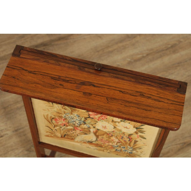 Wood Antique English Regency Rosewood Needlepoint Fire Screen For Sale - Image 7 of 13
