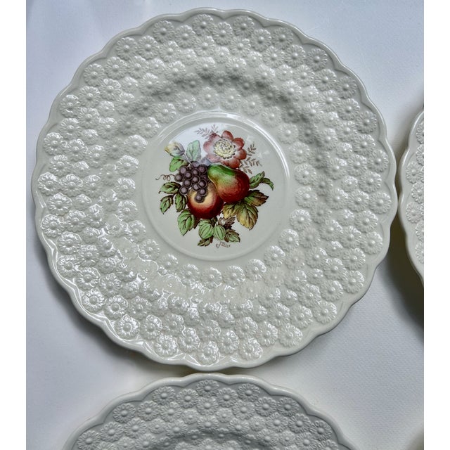 Set of Six Copeland Spode England Glazed Earthenware Plates. Dessert. Salad. Luncheon. Featuring circular Off White glazed...