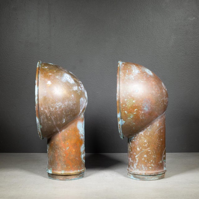 Mid 20th Century Vintage Pair Nicro Marine Copper Cowl Air Vents c.1960 For Sale - Image 5 of 9