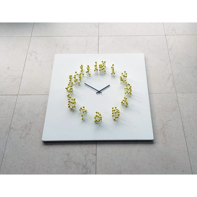 Mocapwhite-Yellow Illusionistic Wall Clock by Jan Paul For Sale - Image 10 of 12