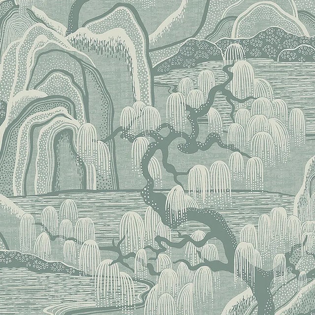 Boråstapeter Indigo Garden Wallpaper In Mineral For Sale