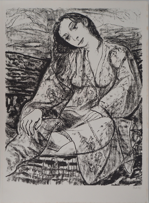 Leopoldo Presas, Romantic Young Woman, Lithograph