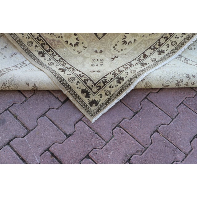 Textile 1940s Antique Persian Large Beige Natural Wool Rug For Sale - Image 7 of 13